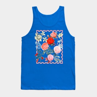 Garden Roses on Blue Tank Top